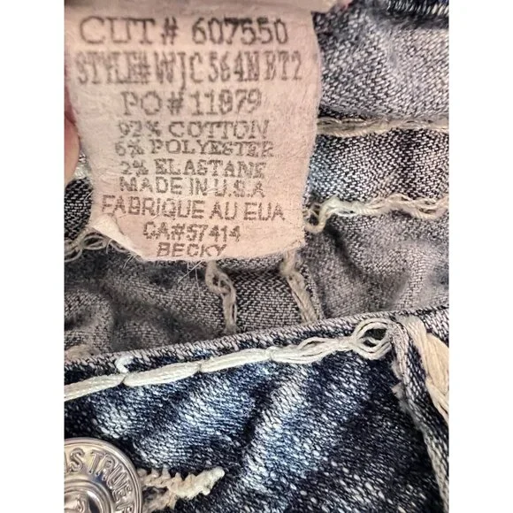 TRUE RELIGION 32 x 28 Jeans BECKY SUPER T USA Pre-Owned Light Wash Frayed Hem - Picture 9 of 13